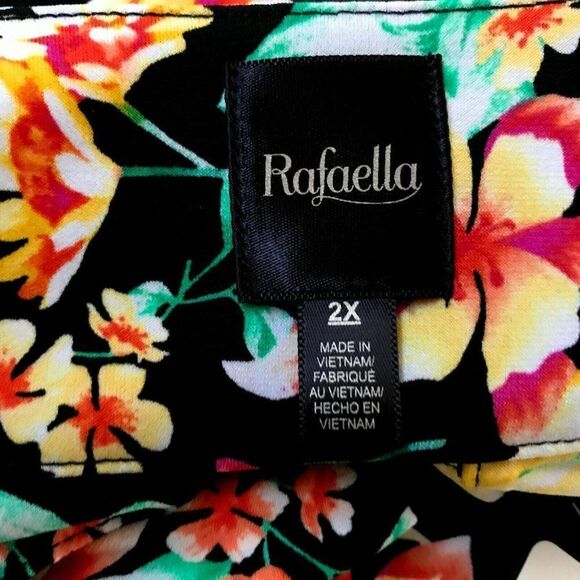 Rafaella Womens Bold Black Floral V-Neck Top 2X Hi-Low Sleeveless Pullover NEW - Picture 7 of 8